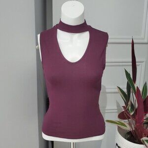 Garage Purple Cut Out Fitted Tank Top